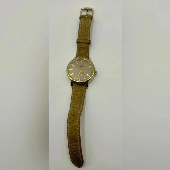 Timex Brown & Gold Toned Classy Water Resistant Wristwatch w/ Adjustable Band - Picture 2 of 7
